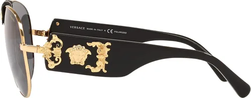 Vista 2 de Versace Gafas de sol para hombre marco dorado lentes polares grises 2441in