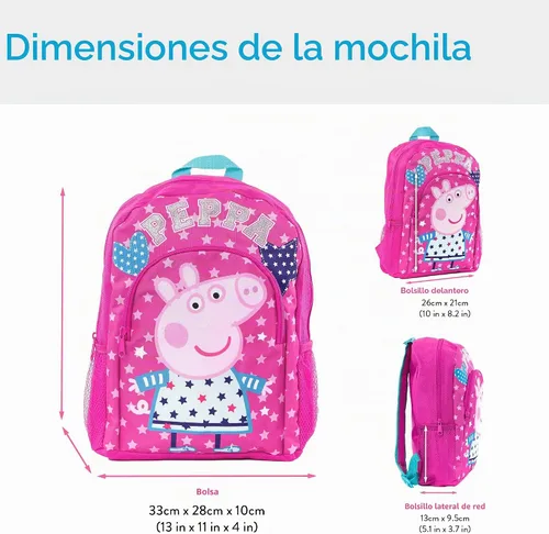 Vista 7 de Peppa Pig Mochila Mochilas para niñas Mochila escolar para niños Rosa/Rebel Fun.