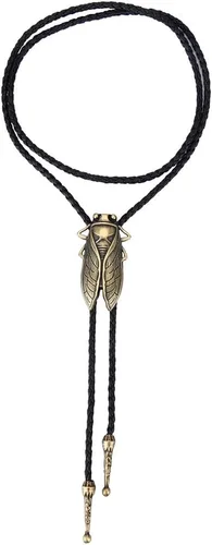 Vista 143 de Jeilwiy Corbata de bolo para hombre, corbata de vaquero occidental, collar de corbata de bolo dorado, corbata de cuero, corbata de Halloween