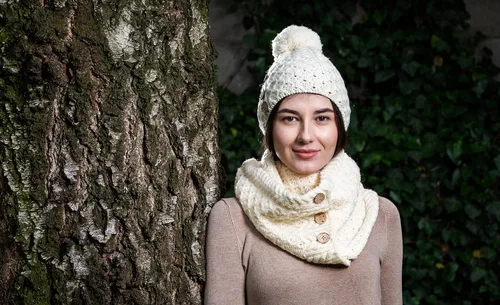 Vista 3 de SAOL 100 % lana merina, con botones, para mujer, hecho en Irlanda