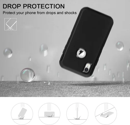 Vista 6 de MAXCURY Funda para iPhone XR, funda protectora de cuerpo completo resistente con absorción de golpes para iPhone 10R, parachoques de PC duro +