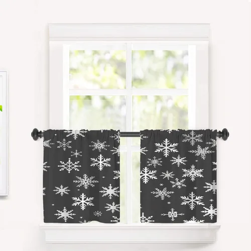 Vista 37 de Cortinas opacas de cocina con pintura al óleo de Europa rosa y negra para ventanas, cenefas opacas modernas de torre Eiffel de poliéster multicapa