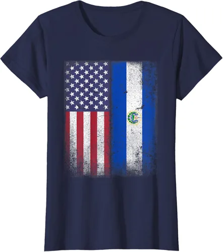Vista 13 de Salvadoran American Flag El Salvador Salvadorean Salvadorian T-Shirt for Women Kids Men