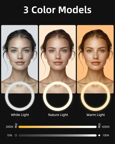 Vista 2 de TODI Anillo de luz de 12 pulgadas con soporte de trípode extensible de 63 pulgadas, anillo de luz para selfie con soporte para teléfono y control