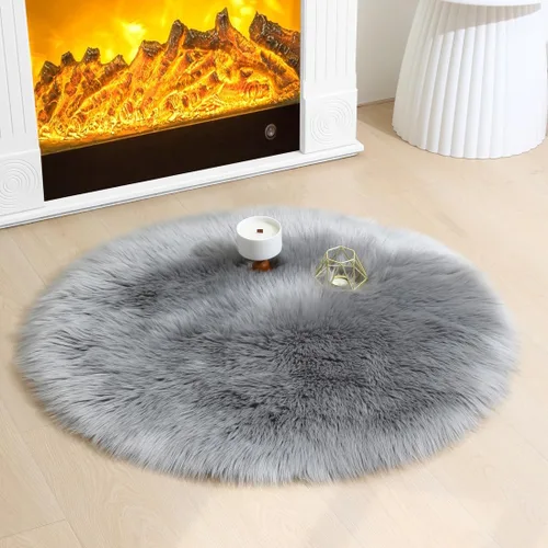 Vista 12 de Alfombra de piel sintética de 2 x 6 pies, color beige, lavable a máquina, súper suave, esponjosa, alfombra de piel de oveja mullida para dormitorio
