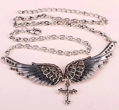 Vista 2 de Jewelry - Gargantilla con colgante de alas de ángel de la guarda, 18 + 2 pulgadas