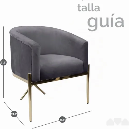 Vista 3 de Milliard Silla con brazo para sala de estar y comedor con terciopelo tapizado fácil de limpiar y patas doradas en forma de X, gris