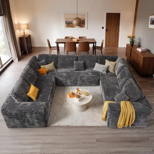 Vista 28 de ovios Sofá seccional en forma de nube para sala de estar, sofá modular de terciopelo mullido, sin necesidad de montaje, juego de sofás grandes
