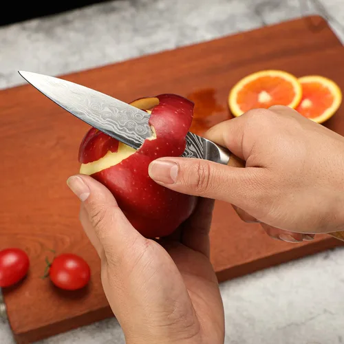 Vista 5 de Juego de cuchillos de cocina, juego de cuchillos de chef japonés 3 piezas dorado