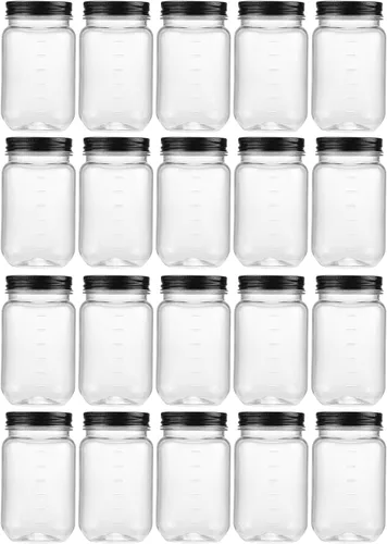 Vista 17 de Novelinks - Recipientes de plástico transparente (16 onzas) 5 Pack, Black, Plastic Containers with Lids, Decorative Jars, Storage Jars, Candy