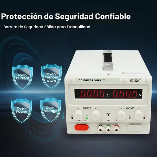 Vista 7 de Fuente de alimentación de CC variable 0-30V 0-20A, fuente de alimentación de banco de CC regulada de conmutación ajustable, protección múltiple de 4