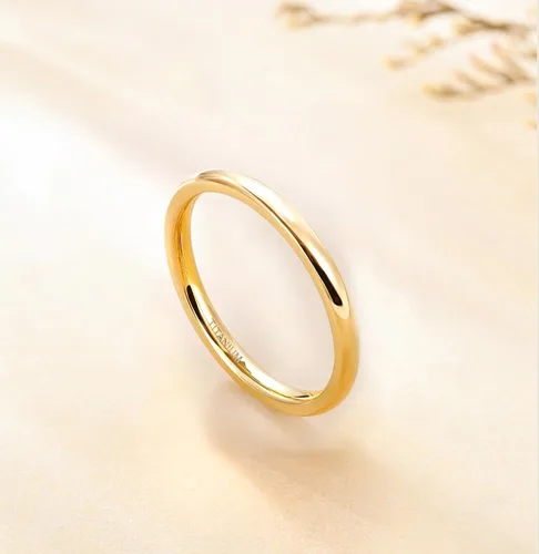 Vista 2 de Anillo Tigrade dorado, titanio, cúpula plana, altamente pulido, anillo de matrimonio de ajuste cómodo, talla 3-13, de 0.08 pulgadas, 0.16 pulgadas