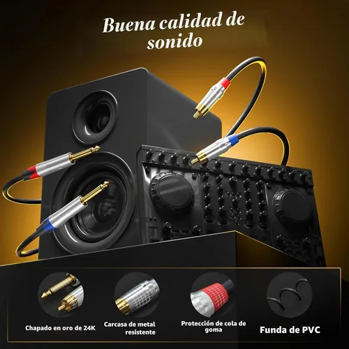 Vista 3 de Tisino Cable RCA a 1/4, Cable de Interconexión de Audio Estéreo TS de RCA Dual a 1/4 Pulgada Dual - 3.3 Pies