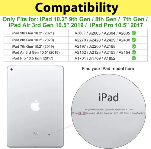 Vista 2 de Funda para iPad de 9ª/8ª/7ª generación 2021/2020/2019 iPad de 10.2 pulgadas, también compatible con iPad Air de 3ª generación 2019/iPad Pro de 10.5