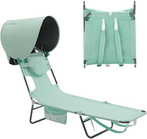 Vista 19 de SUNNYFEEL Lay Flat Silla de bronceado, tumbona boca abajo, reclinable de 5
