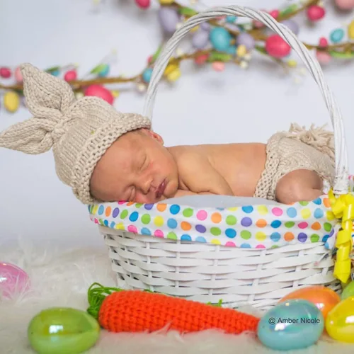 Vista 3 de ISOCUTE Newborn Photography Props Baby Easter Bunny Outfits Handmade Crochet Rabbit Set