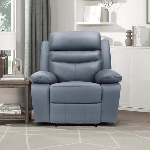 Vista 6 de Lexicon Silla Reclinable para Sala de Estar de Combinación de Cuero, Asientos para Cine en Casa, Sillón Reclinable Pegado a la Pared, Sillón Azul
