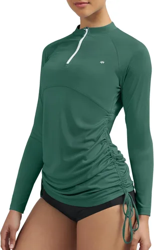 Vista 11 de Ewedoos - Camisas de baño con protección solar UPF 50+ contra salpullido para mujer, ropa de natación con protección solar SPF, camisas de manga