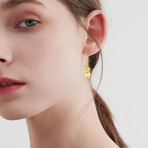 Vista 2 de Daixiya Aretes de plata de ley S925 Golden Retriever colgantes para amantes de los animales, joyería de oro para perros para mujeres y niñas, Plata