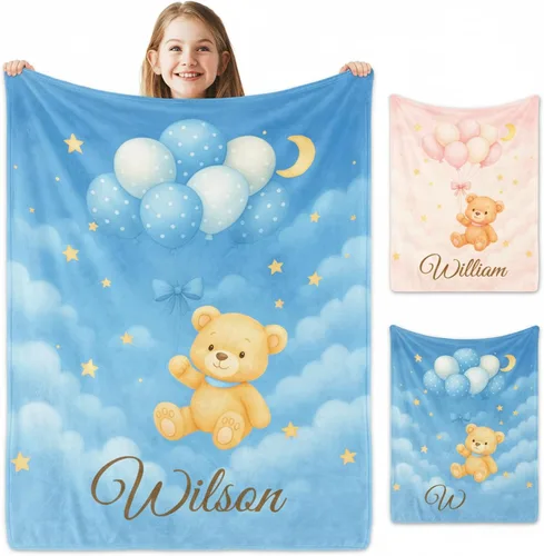Vista 8 de Manta de bebé personalizada con nombre, manta de nombre personalizado para niños, mantas de franela suave en Pascua, regalos personalizados de bebé