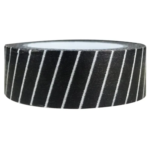 Vista 30 de Wrapables Cinta adhesiva japonesa a rayas Washi - Rayas cortas negras y multicolor