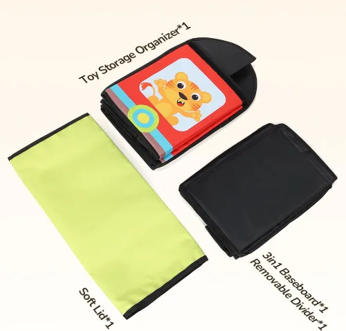 Vista 3 de YOHOOLYO Organizador de almacenamiento de juguetes para niños, 28.3 x 12.6 x 17.3 pulgadas, caja de juguetes grande y resistente con tapa y asas