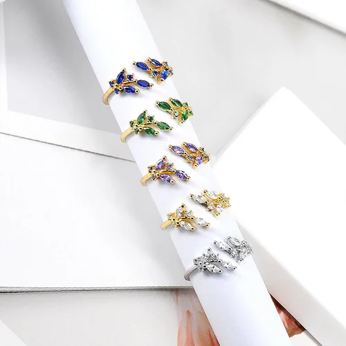 Vista 5 de Anillos delicados abiertos y ajustables para mujer, anillos apilables delicados para mujer