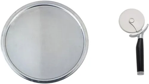 Vista 8 de Bandeja plana para pizza, Plateado, 1