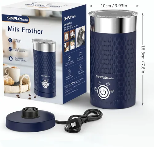 Vista 7 de SIMPLETASTE Espumador de leche, vaporizador de leche eléctrico 4 en 1, máquina automática de espuma caliente y fría y calentador de leche para café