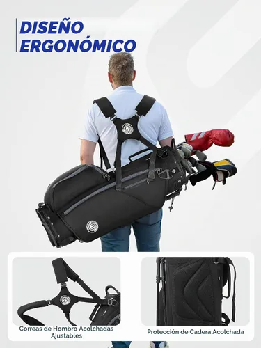 Vista 4 de Lightweight 7 Way Golf Stand Bag for Men Women, Upgrade Base Multi Pckets Cooler Pockets, Full-Length Dividers, Ergonomic Dual Strap Design