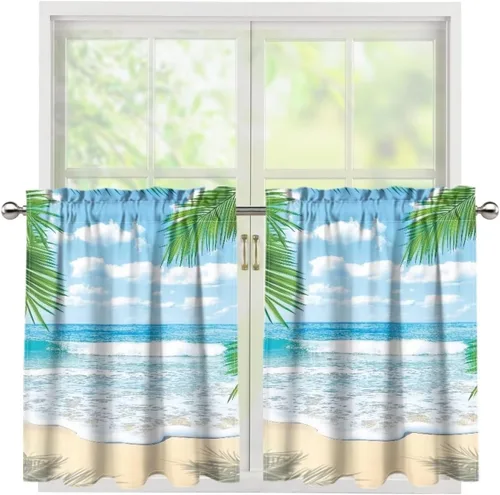 Vista 9 de God Bssing You Tier Curtains for July 4Th 2026 27.5x24 2 Panels Light Filtering Half Window Rod Pocket for Kitchen/Bathroom