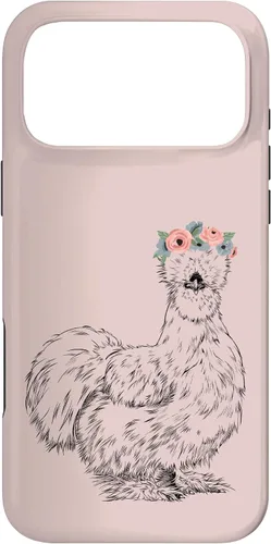 Vista 22 de Silkie Chicken with Floral Headband Farm Animal Funda para iPhone 17