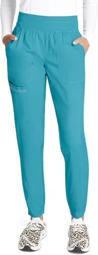 Vista 14 de Cherokee WW011 - Pantalones de uniforme médico para mujer tipo jogger con tiro normal, cintura elástica de 5 bolsillos, ultra suaves con elasticidad