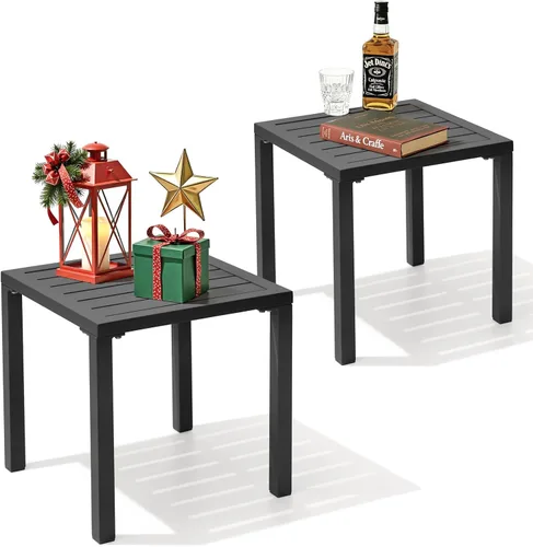Vista 15 de Crestlive Products Mesa auxiliar de aluminio para exteriores, mesa lateral para silla de piscina, mesa de café pequeña y resistente a la intemperie
