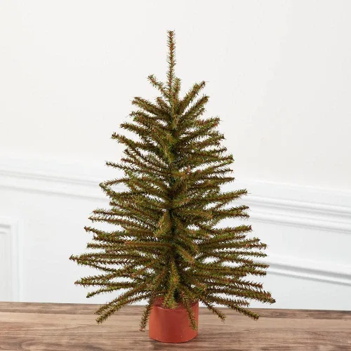 Vista 5 de Factory Direct Craft - Juego de 3 pinos artificiales con bases de madera, árboles de pino de Navidad de varios tamaños para decoración navideña
