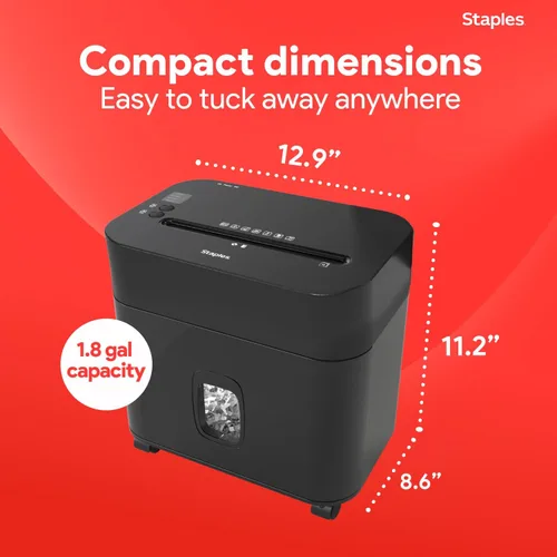 Vista 3 de Staples Trituradora de papel microcortada de 12 hojas, compacta, de alta