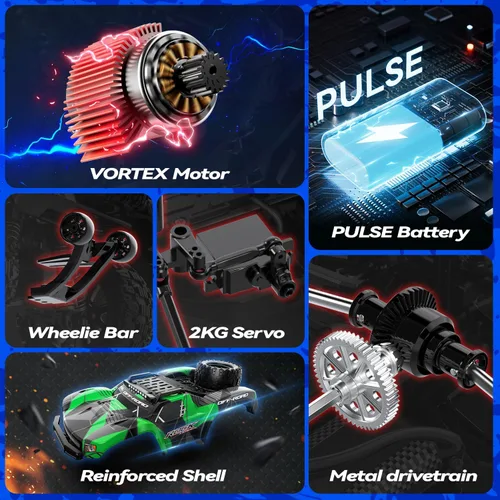 Vista 4 de JM Racing 1:12 Fast RC Cars 40KPH 4WD Camión del Desierto con Control Remoto, Camión Monstruo Todoterreno Todo Terreno con Batería Recargable