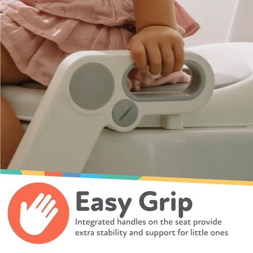 Vista 3 de Nuby Step Ladder - Asiento de inodoro para niños pequeños, asiento de inodoro todo en uno con escalera para niños de 18 meses en adelante, color rosa