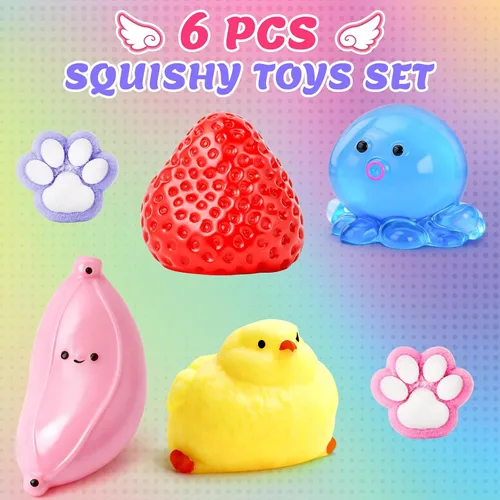 Vista 3 de Paquete de 6 juguetes para la ansiedad Taba, juguetes esponjosos para Squishy Toy-6p-rojo