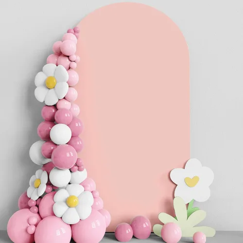 Vista 30 de Asee'm Cubierta de arco de boda de 6 pies, color beige, ajustada, cubierta de elastano ajustable de 2 caras, cubierta de fondo para decoración