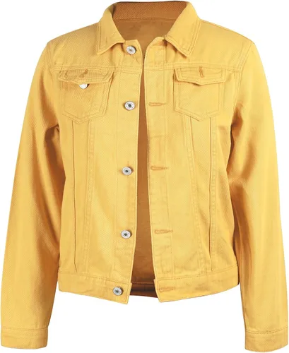 Vista 2 de utcoco Chaqueta vaquera recortada para mujer, de manga larga, casual, con botones