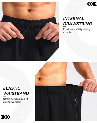 Vista 5 de Pudolla Pantalones cortos de correr para hombre, 5 pulgadas, ligeros, para gimnasio, entrenamiento, atlético, casual, con bolsillos con cremallera