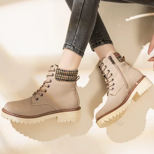 Vista 4 de DeYashopin Botas de senderismo antideslizantes para mujer, botas casuales para exteriores