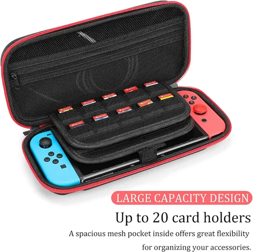 Vista 5 de AoHanan Colored Leopard Print Switch Carrying Case Compatible with Switch Game Case with 20 Games Cartridges Hard Shell Travel Protection Case for