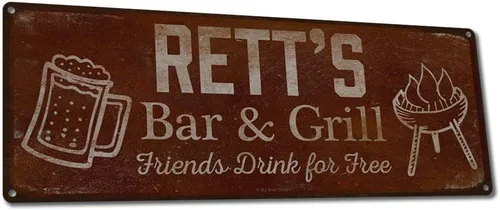 Vista 41 de Adam's Bar and Grill Friends Drink for Free, cartel de aluminio de 5.75 x 15.5 pulgadas, accesorios personalizados para bar y decoración de pared
