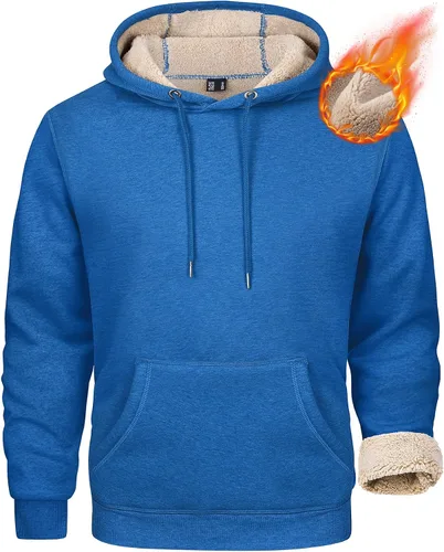 Vista 8 de MAGCOMSEN Sudadera con capucha pesada con forro polar Sherpa para hombre Verde militar