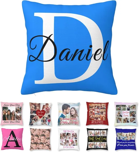 Vista 15 de Funda de almohada personalizada con texto de imagen, funda de almohada con foto personalizada, diseño personalizado para mamá, papá, amigos