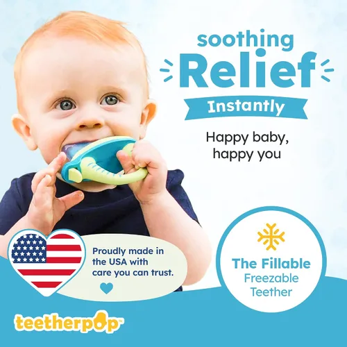 Vista 2 de Teetherpop Mordedor de silicona rellenable para bebés – Moldes de paletas de leche materna para la dentición con ranuras antiderrame – Mordedores