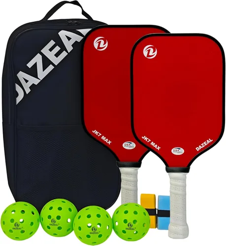 Vista 7 de Paletas de pickleball aprobadas por USAPA (paquete de 2) – Superficie de fibra de vidrio y núcleo de panal de abeja de 0.630 in agarre