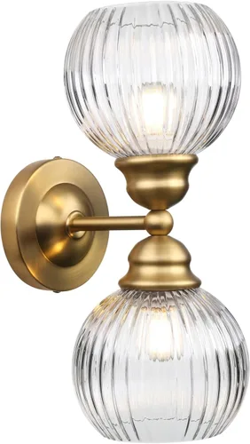 Vista 11 de Pathson Milk White Glass Wall Sconces Lighting, 2 Lights Industrial Wall Vanity Light Fixtures Brass Finish, Vintage Wall Sconce Lamp for Bathroom
